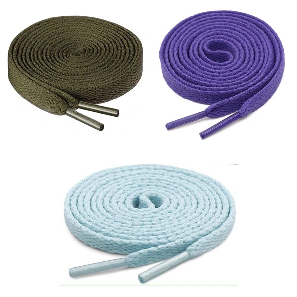 GRAH SANGRAH® 3 Pair (1 Pair Per Single Color) Flat Shoe Lace For Running, Sport Or Gym Shoelace