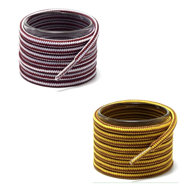 GRAH SANGRAH® (2 Pair Round Boot Laces Running, Sports, Gym, Casual Dual Coloured Striped Shoe Lace