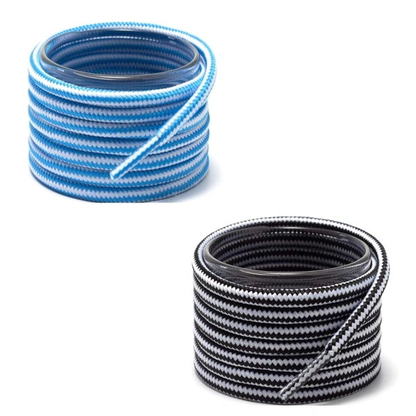 GRAH SANGRAH® (2 Pair Round Boot Laces Running, Sports, Gym, Casual Dual Coloured Striped Shoe Lace