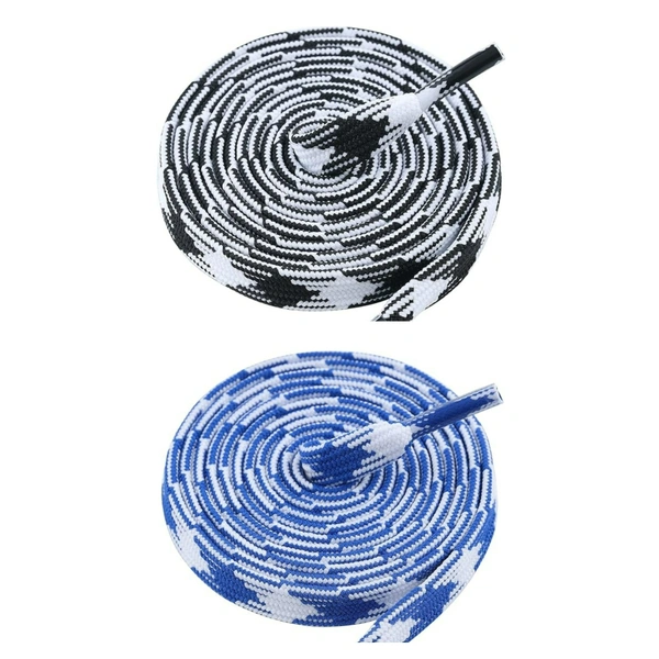 GRAH SANGRAH® 2 Pairs | Fashionable Double Layer Flat Colored | Unisex Shoe laces for Sneakers