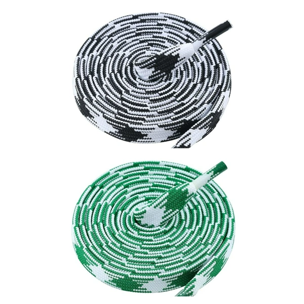 GRAH SANGRAH® 2 Pairs | Fashionable Double Layer Flat Colored | Unisex Shoe laces for Sneakers