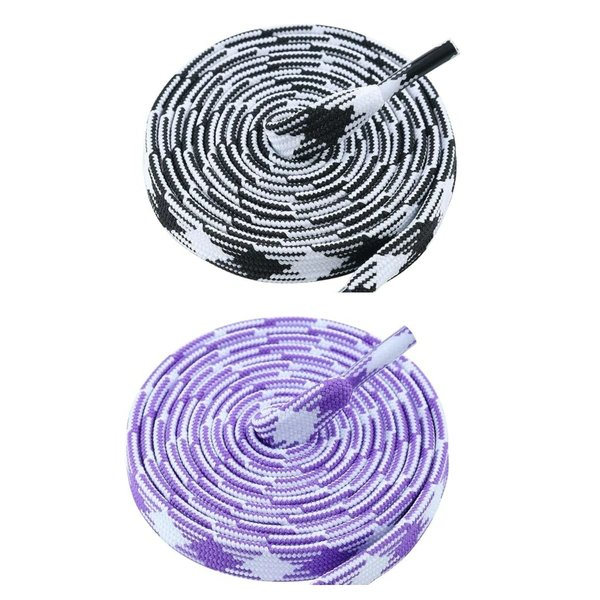 GRAH SANGRAH® 2 Pairs | Fashionable Double Layer Flat Colored | Unisex Shoe laces for Sneakers