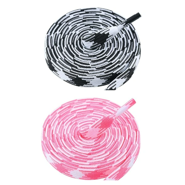 GRAH SANGRAH® 2 Pairs | Fashionable Double Layer Flat Colored | Unisex Shoe laces for Sneakers