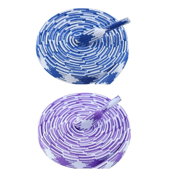 GRAH SANGRAH® 2 Pairs | Fashionable Double Layer Flat Colored | Unisex Shoe laces for Sneakers