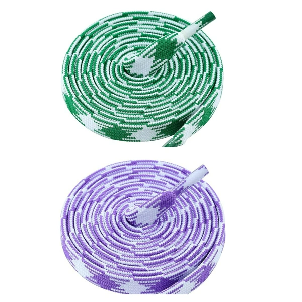 GRAH SANGRAH® 2 Pairs | Fashionable Double Layer Flat Colored | Unisex Shoe laces for Sneakers