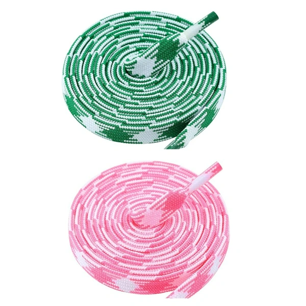 GRAH SANGRAH® 2 Pairs | Fashionable Double Layer Flat Colored | Unisex Shoe laces for Sneakers