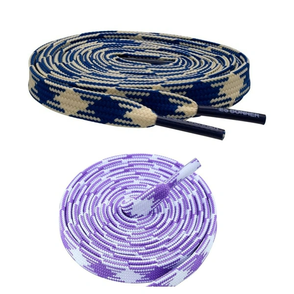 GRAH SANGRAH® 2 Pairs | Fashionable Double Layer Flat Colored | Unisex Shoe laces for Sneakers