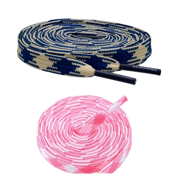 GRAH SANGRAH® 2 Pairs | Fashionable Double Layer Flat Colored | Unisex Shoe laces for Sneakers