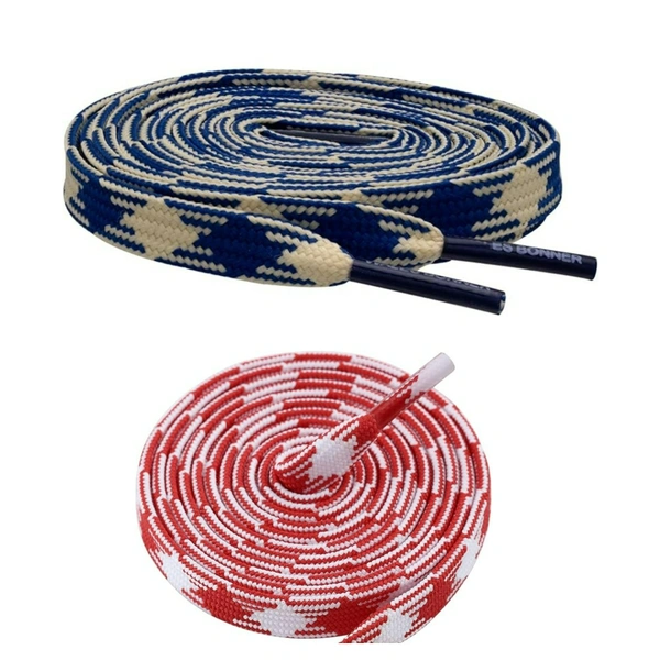 GRAH SANGRAH® 2 Pairs | Fashionable Double Layer Flat Colored | Unisex Shoe laces for Sneakers