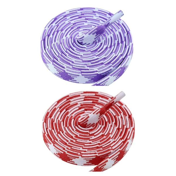 GRAH SANGRAH® 2 Pairs | Fashionable Double Layer Flat Colored | Unisex Shoe laces for Sneakers