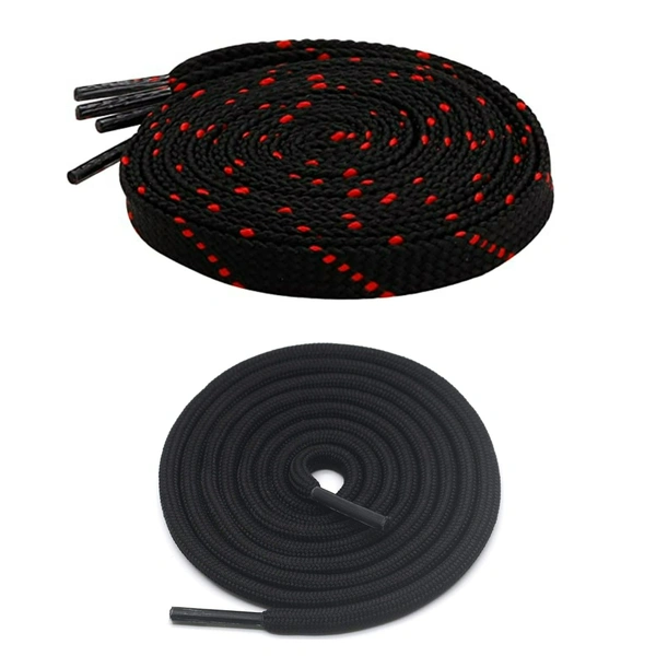 GRAH SANGRAH® 1 Pair FLAT | 1 Pair Round | Unisex Shoe Lace for Running, Sport or Gym Shoelace (2 Pair | 120 CM)