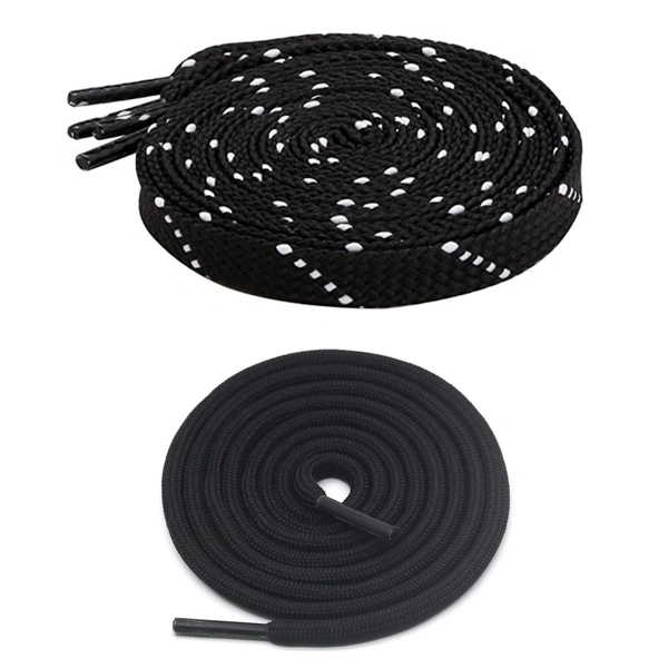 GRAH SANGRAH® 1 Pair FLAT | 1 Pair Round | Unisex Shoe Lace for Running, Sport or Gym Shoelace (2 Pair | 120 CM)