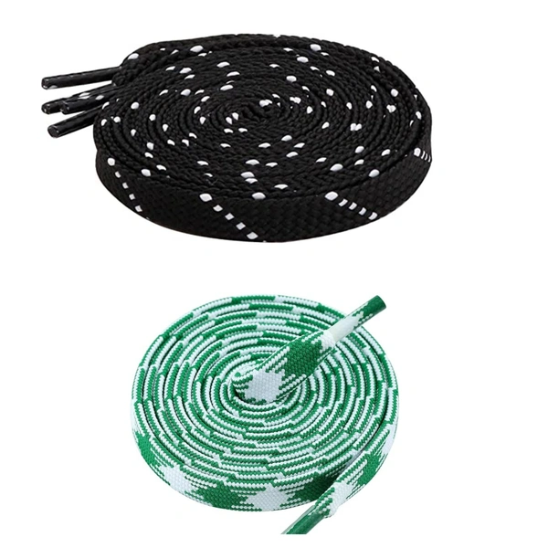 Flat Shoelace | 2 Pair (1 Pair Per Single Color) Unisex Shoelaces for Sport, Running Casual Shoes