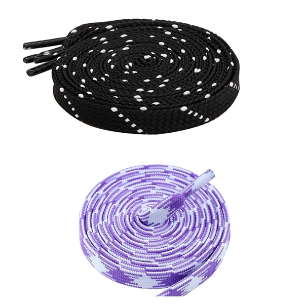 Flat Shoelace | 2 Pair (1 Pair Per Single Color) Unisex Shoelaces for Sport, Running Casual Shoes