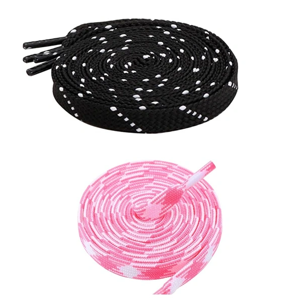 Flat Shoelace | 2 Pair (1 Pair Per Single Color) Unisex Shoelaces for Sport, Running Casual Shoes