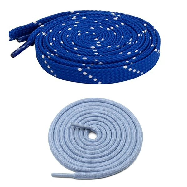 GRAH SANGRAH® 1 Pair FLAT | 1 Pair Round | Unisex Shoe Lace for Running, Sport or Gym Shoelace (2 Pair | 120 CM)