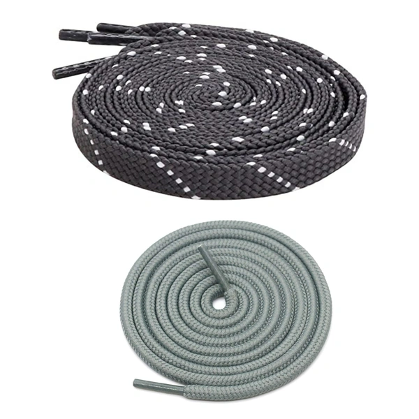 GRAH SANGRAH® 1 Pair FLAT | 1 Pair Round | Unisex Shoe Lace for Running, Sport or Gym Shoelace (2 Pair | 120 CM)