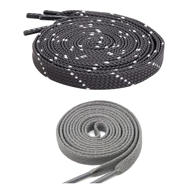 GRAH SANGRAH® 1 Pair FLAT | 1 Pair Round | Unisex Shoe Lace for Running, Sport or Gym Shoelace (2 Pair | 120 CM)