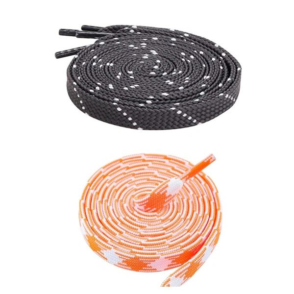 Flat Shoelace | 2 Pair (1 Pair Per Single Color) Unisex Shoelaces for Sport, Running Casual Shoes