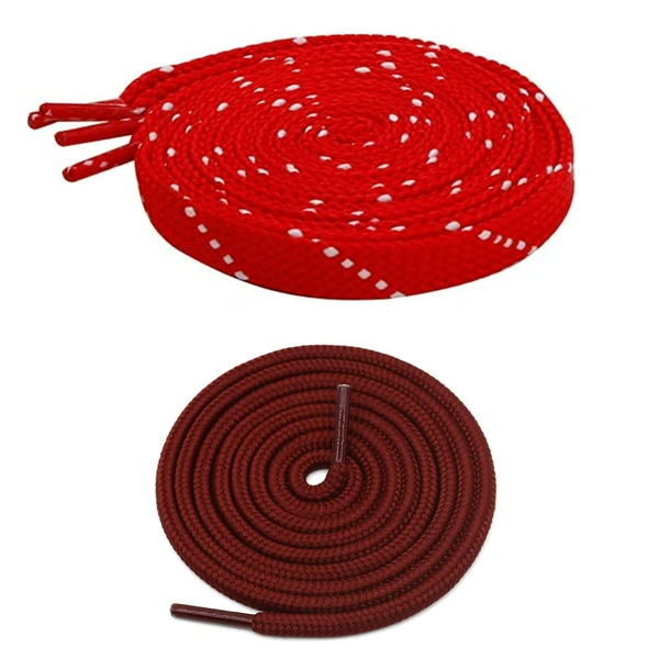 GRAH SANGRAH® 1 Pair FLAT | 1 Pair Round | Unisex Shoe Lace for Running, Sport or Gym Shoelace (2 Pair | 120 CM)