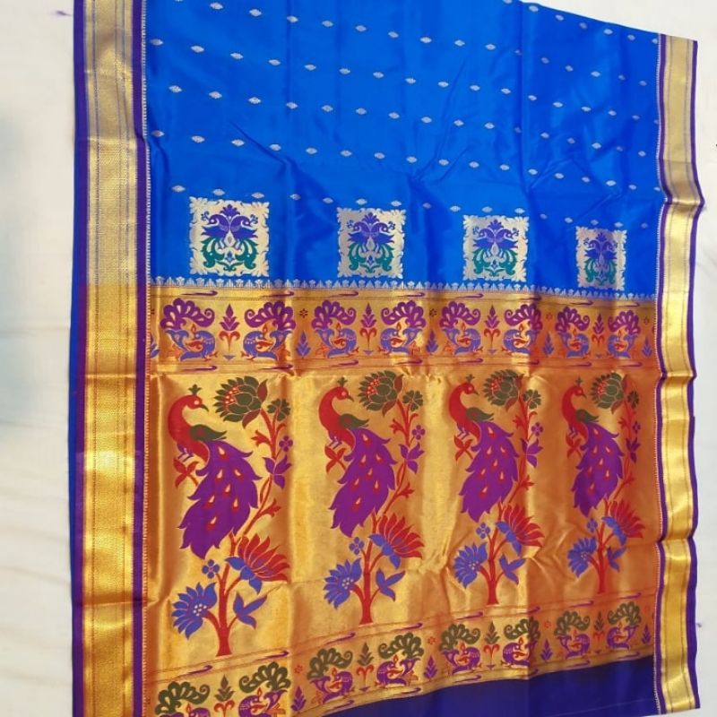 Kadiyal Semi Paithani Sarees |₹1650/- SPECIAL OFFER PRICE- ₹1450/-  WhatsApp-+919561369638 #paithani #paithanisaree #blue #silk #sare... |  Instagram