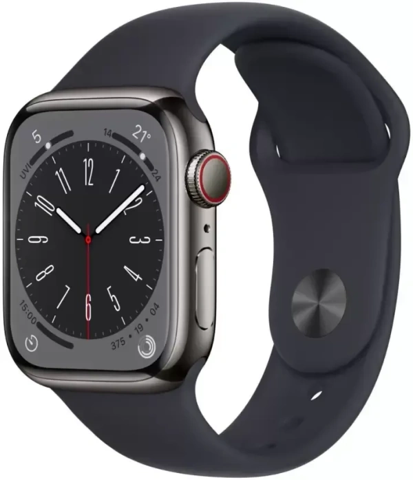 Apple Watch Series 8 GPS + Cellular with ECG app, Temperature sensor, Crash Detection  (Midnight Strap, Regular)