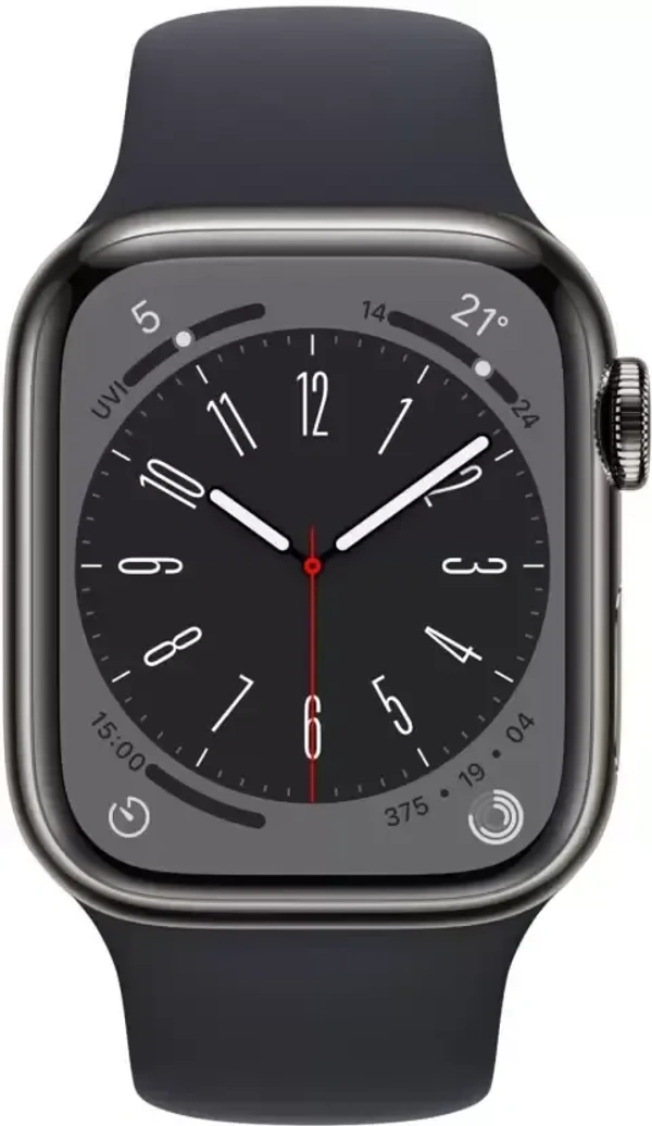 Apple Watch Series 8 GPS + Cellular with ECG app, Temperature sensor, Crash Detection  (Midnight Strap, Regular)