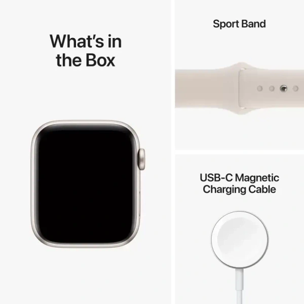 Apple Watch SE GPS (2nd Gen) Heart Rate Monitor, Crash Detection, Sleep Tracking  (Starlight Sport Strap, 44mm) - 44 mm