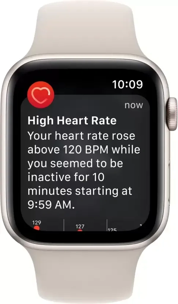 Apple Watch SE GPS (2nd Gen) Heart Rate Monitor, Crash Detection, Sleep Tracking  (Starlight Sport Strap, 44mm) - 44 mm