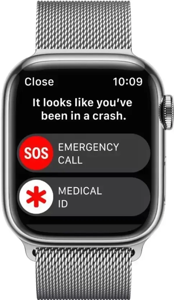 Apple Watch Series 8 GPS + Cellular with ECG app, Temperature sensor, Crash Detection  (Silver Milanese Strap, Regular)