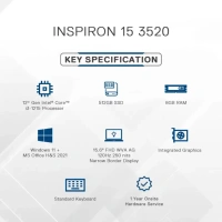 DELL Intel Core i3 12th Gen 1215U - (8 GB/SSD/512 GB SSD/Windows 11 Home) New Inspiron 15 Laptop Thin and Light Laptop  (38 cm, Carbon Black, 1.65 Kg, With MS Office)