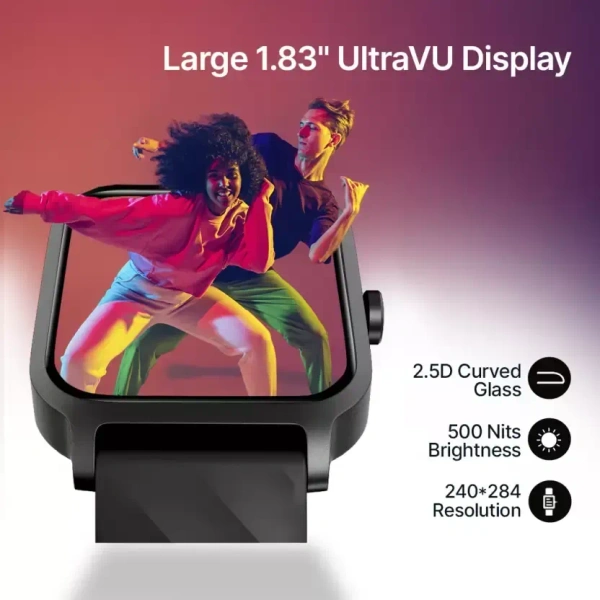 Fastrack Revoltt FS1|1.83 Display|BT Calling|Fastcharge|110+ Sports Mode|200+ WatchFaces Smartwatch  (Black Strap, Free Size)