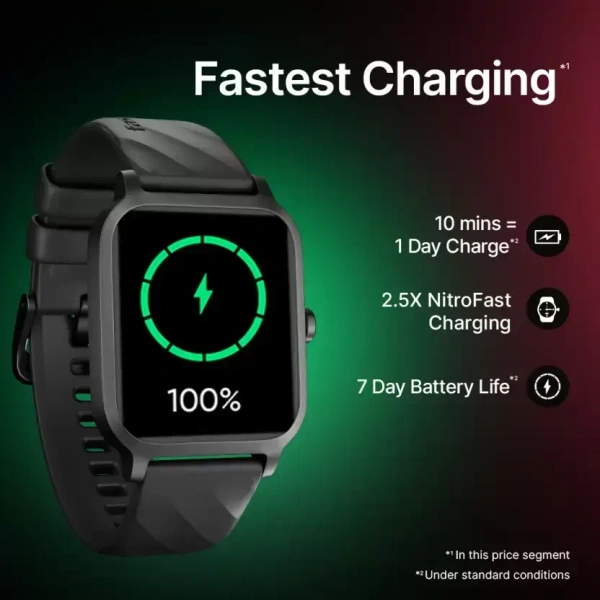 Fastrack Revoltt FS1|1.83 Display|BT Calling|Fastcharge|110+ Sports Mode|200+ WatchFaces Smartwatch  (Black Strap, Free Size)