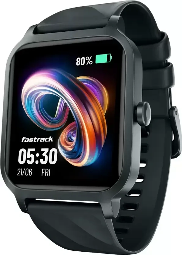Fastrack Revoltt FS1|1.83 Display|BT Calling|Fastcharge|110+ Sports Mode|200+ WatchFaces Smartwatch  (Gun Black Strap, Free Size)