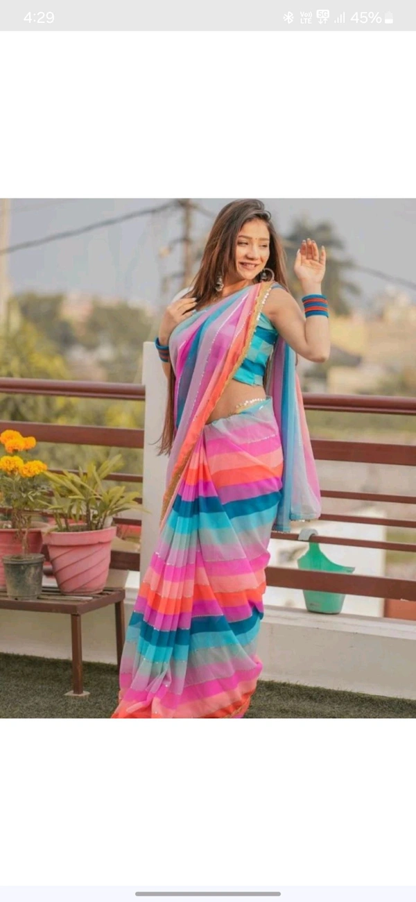 Clemila Embellished Bollywood Georgette Saree - Yellow