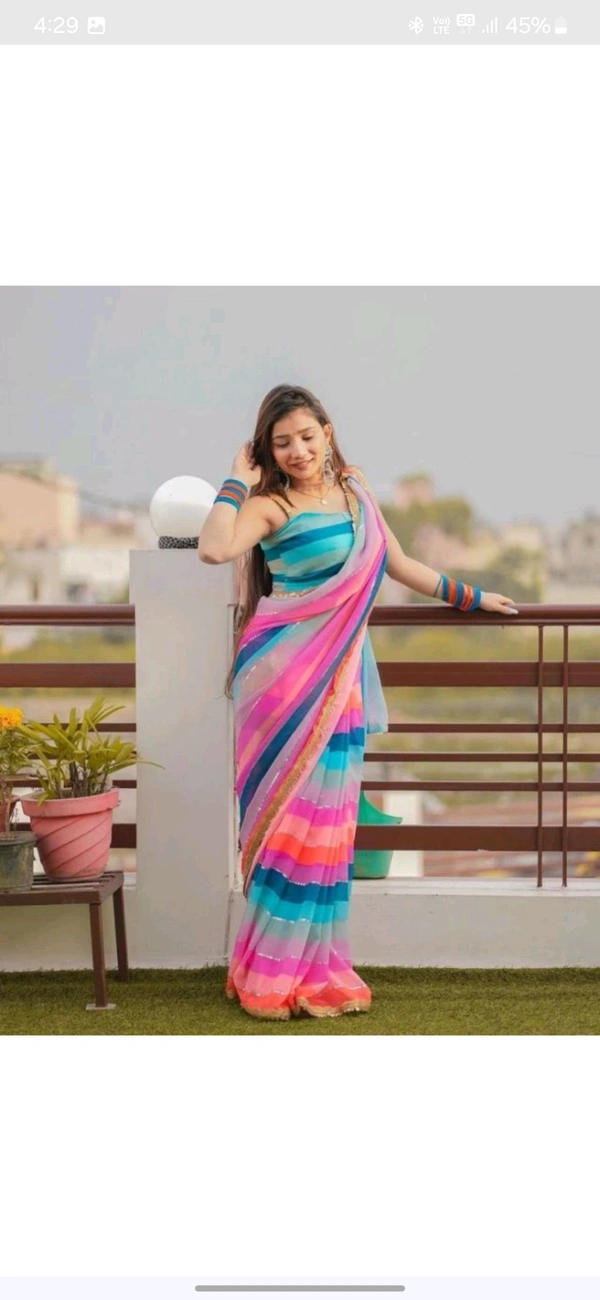 Clemila Embellished Bollywood Georgette Saree - Yellow