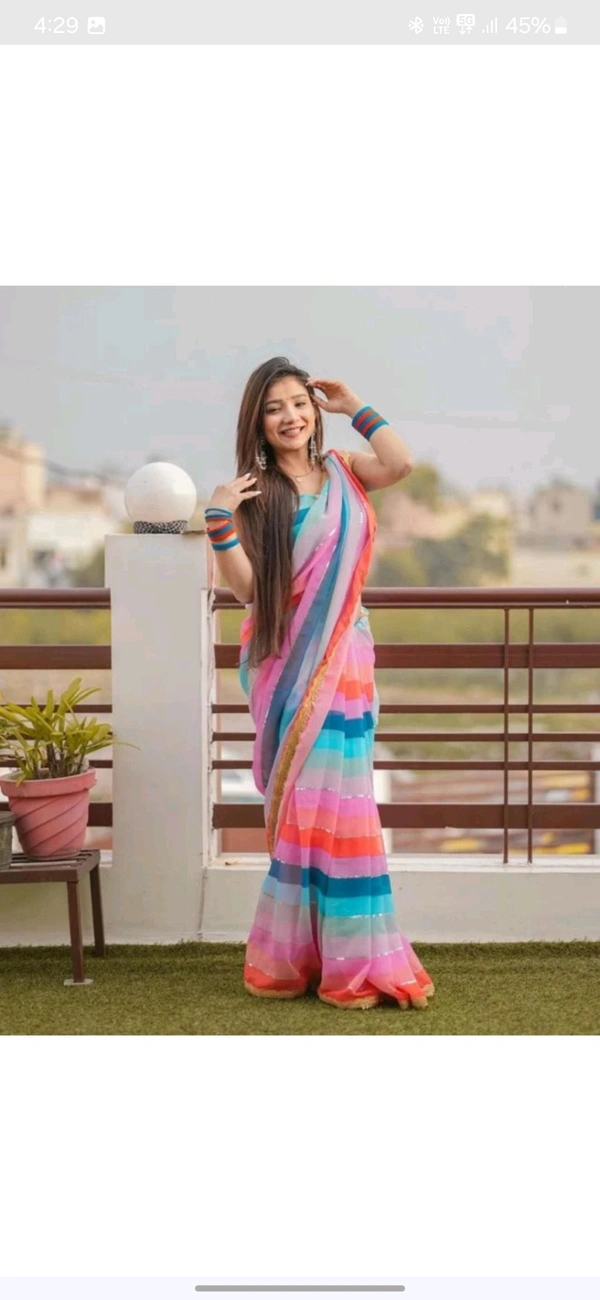 Clemila Embellished Bollywood Georgette Saree - Electric Violet