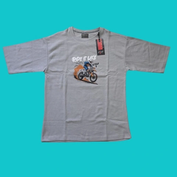 DREAM Printed Men Round Neck Cotton Blend Silver T-Shirt - L, Silver