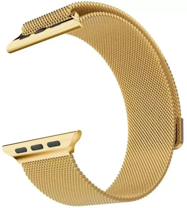 Maxpro iwatch series 7, Series 6,5,4,3,2,1 & SE Compatible For Apple iWatch Band 45mm ,44mm, 42mm Stainless Steel Mesh Loop with Strong Magnet Suitable For All Size (S/M/L) Smart Watch Strap  (Gold) - Rock Spray
