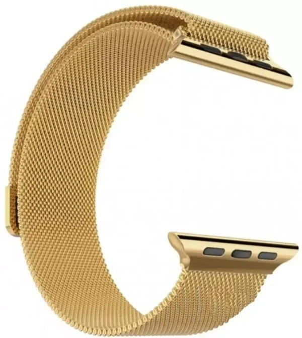 Maxpro iwatch series 7, Series 6,5,4,3,2,1 & SE Compatible For Apple iWatch Band 45mm ,44mm, 42mm Stainless Steel Mesh Loop with Strong Magnet Suitable For All Size (S/M/L) Smart Watch Strap  (Gold) - Rock Spray