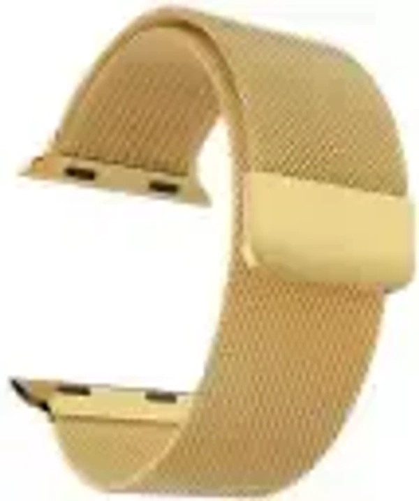 Maxpro iwatch series 7, Series 6,5,4,3,2,1 & SE Compatible For Apple iWatch Band 45mm ,44mm, 42mm Stainless Steel Mesh Loop with Strong Magnet Suitable For All Size (S/M/L) Smart Watch Strap  (Gold) - Rock Spray
