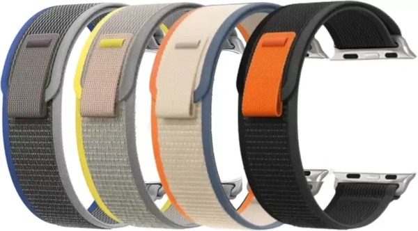 DARKFIT Trail Loop Bands/Straps Compatible with Watch 49mm 45mm 44mm 42mm, Adjustable Velcro Premium Strap for iWatch Ultra & Ultra 2 Series SE 8 7 6 5 4 3 2 1. (Only 4 Pcs Trail Loop Strap, Watch NOT Included) Smart Watch Strap  (Black, Yellow, Blue, Orange)