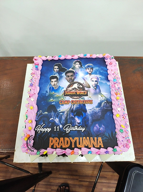 JURASSIC CAMP ROSE ALMOND CAKE