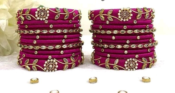 Aadhvik Arts And Crafts Purple Color Thread Bangles - 2.4 Available, Flirt