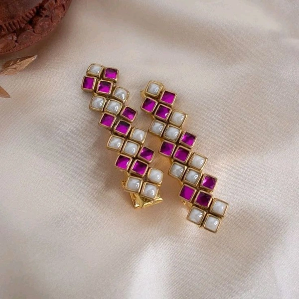Aadhvik Arts And Crafts Elegant Purple Color Side Clips - Purple