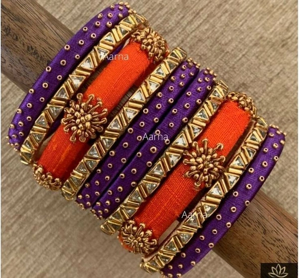 Aadhvik Arts And Crafts Maggam Work Bangles - Bamboo, 2.2 Size