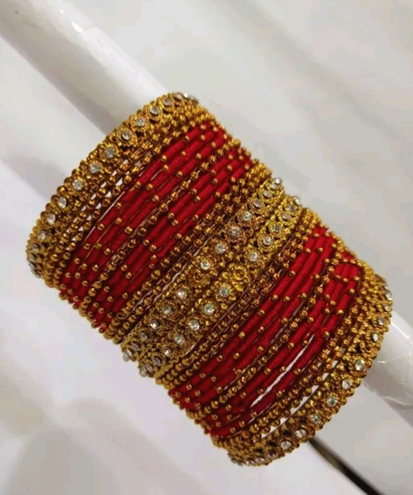 Aadhvik Arts And Crafts Red Thread Bangles - 2.2  Sizes 2.4 Sizes 2.6 Sizes, Bright Red