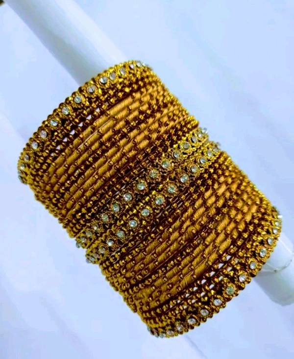 Aadhvik Arts And Crafts Gold Color Thread Bangles - Golden Grass, 2.2 Sizes 2.4 Sizes 2.6 Sizes
