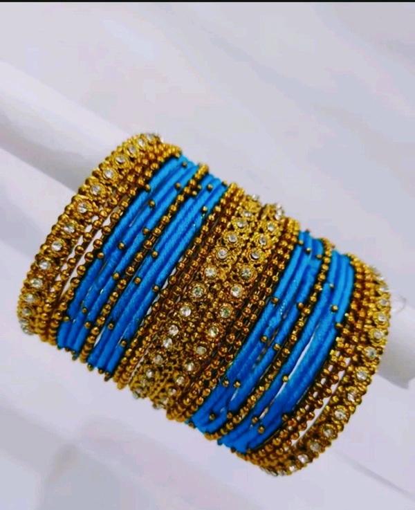 Aadhvik Arts And Crafts Sky Blue Color Thread Bangles - Dodger Blue, 2.2 Sizes 2.4 Sizes 2.6 Sizes