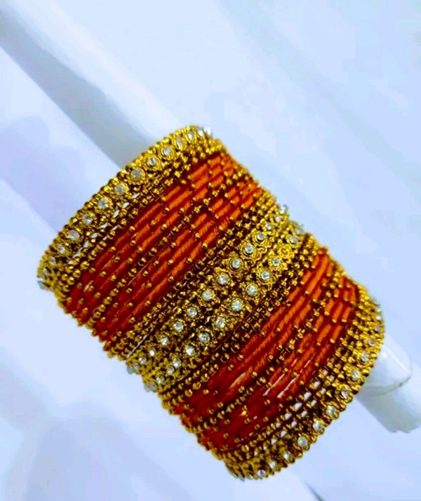 Aadhvik Arts And Crafts Orange Color Thread Bangles - Ecstasy, 2.2 Sizes 2.4 Sizes 2.6 Sizes